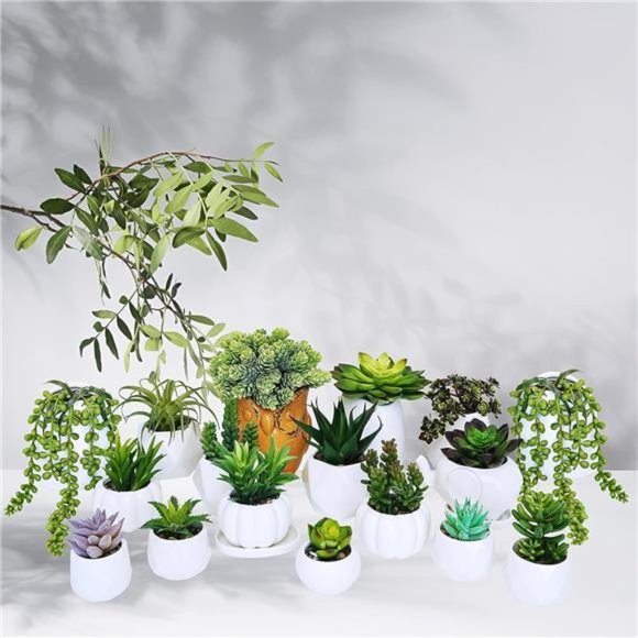 19 Pcs Assorted Artificial Succulents Plants Unpotted Green Hanging Succulent - Picture 4 of 6